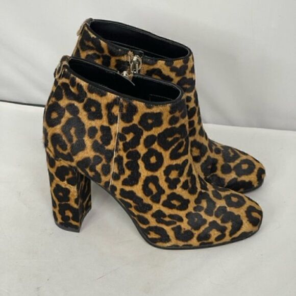 Sam Edelman Campbell Calf Hair Leopard Animal Print Ankle Heel Booties Size 7 Ex - Picture 5 of 8